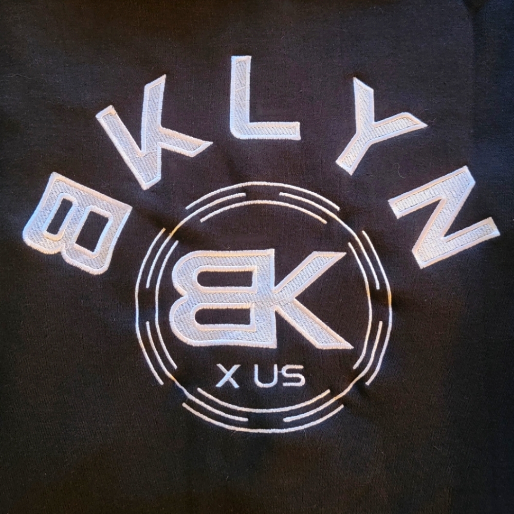 BK X US Black Graphic Hoodie With Embroided Letters & Logo UNISEX Size Large NWT